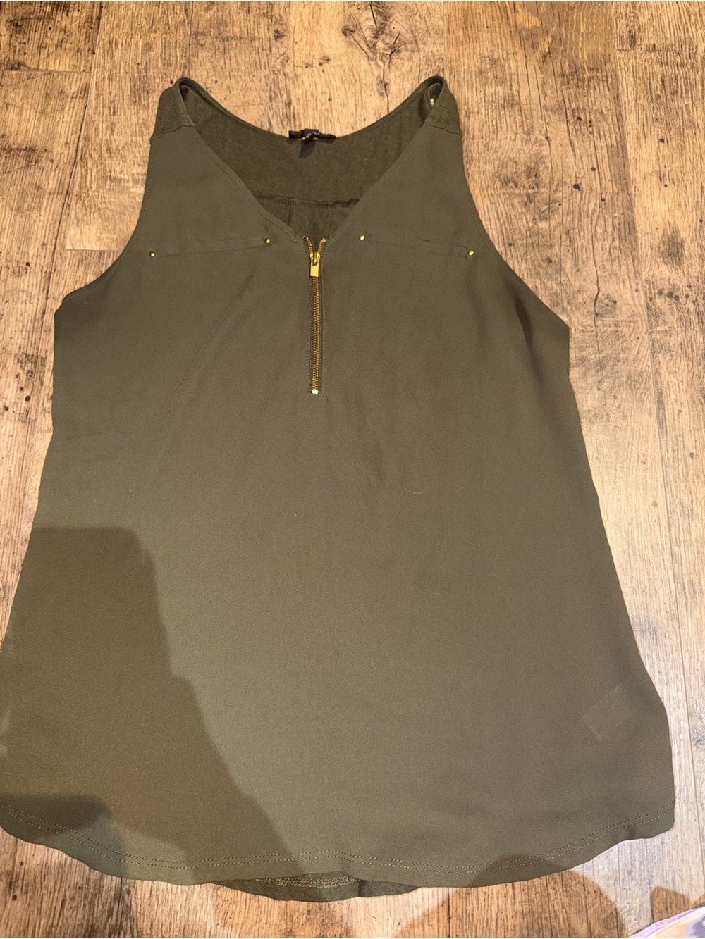 Olive green with gold zipper women’s tank Express size XS